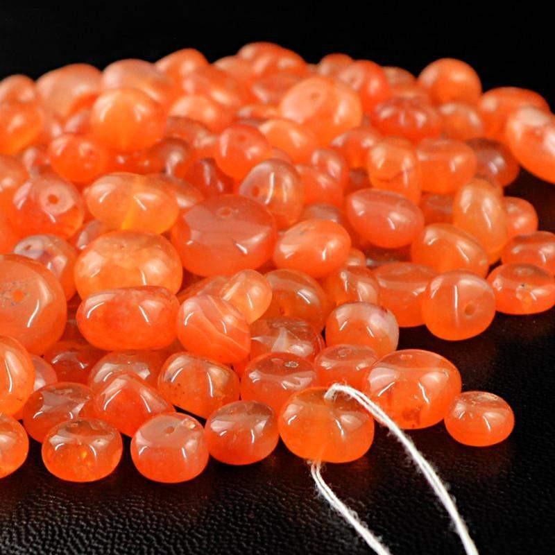 gemsmore:Natural Orange Carnelian Round Drilled Beads Lot