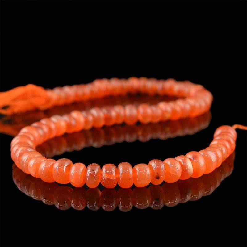 gemsmore:Natural Orange Carnelian Round Shape Beads Strand