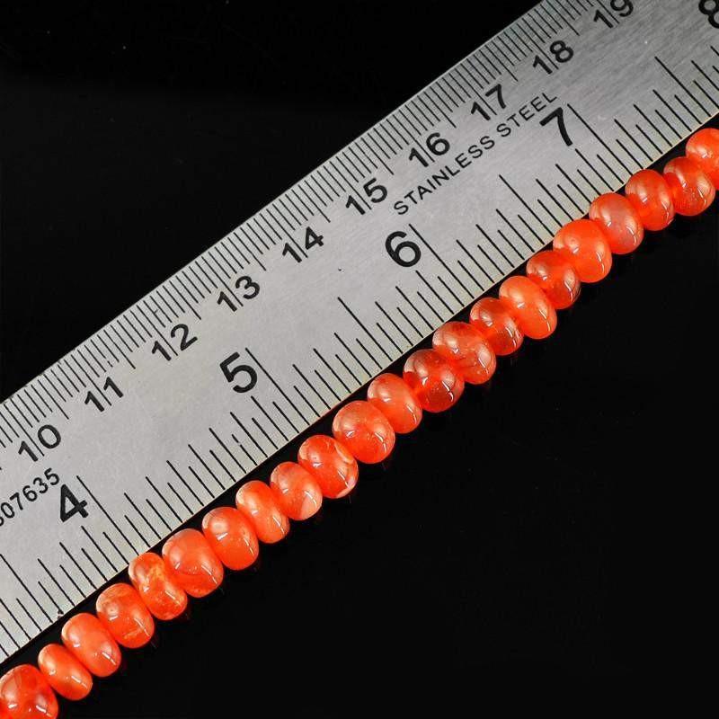 gemsmore:Natural Orange Carnelian Round Shape Beads Strand