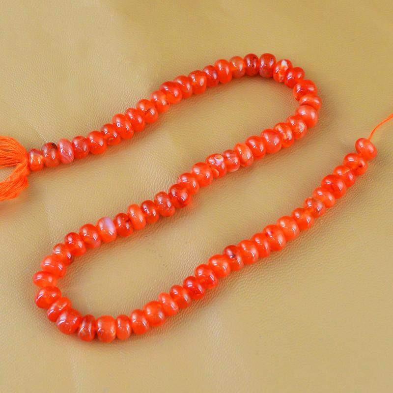 gemsmore:Natural Orange Carnelian Round Shape Beads Strand