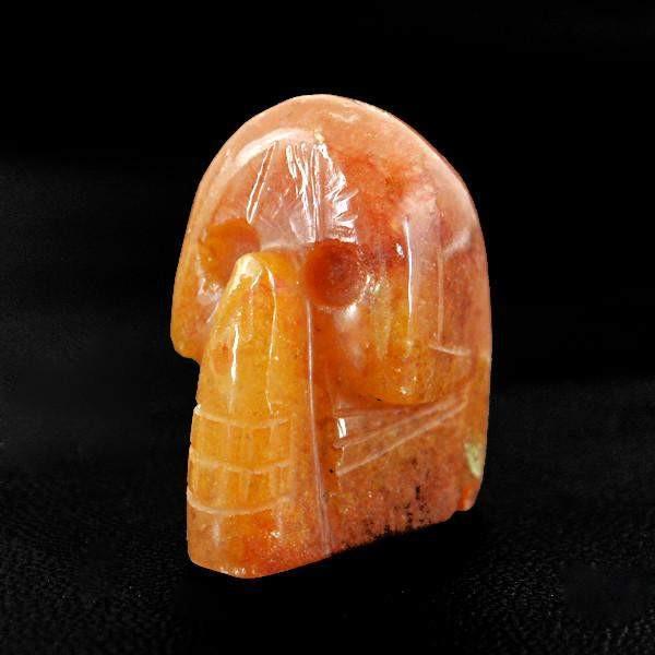 gemsmore:Natural Orange Carnelian Single Gem Hand Carved Skull