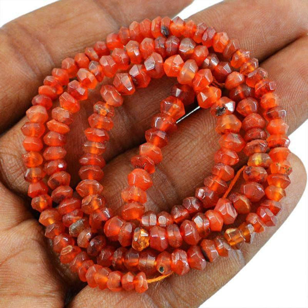 gemsmore:Natural Orange Carnelian Untreated Beads Strand