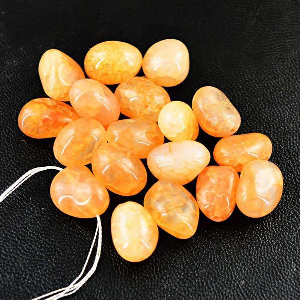gemsmore:Natural Orange Onyx Beads Lot - Untreated Drilled