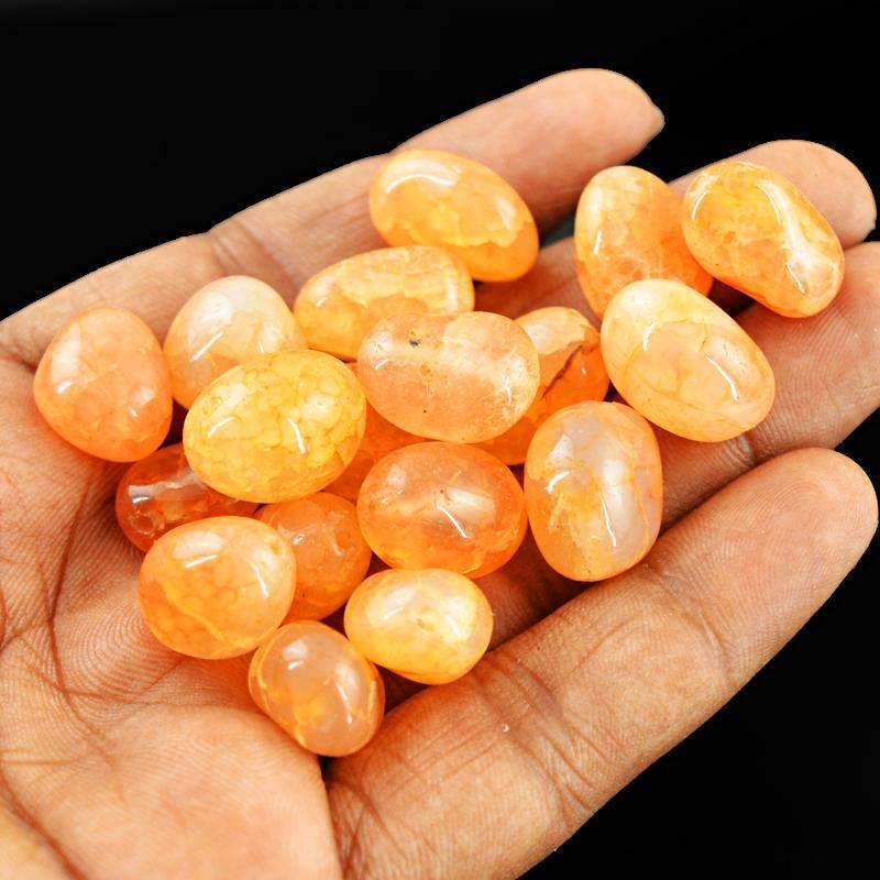 gemsmore:Natural Orange Onyx Beads Lot - Untreated Drilled
