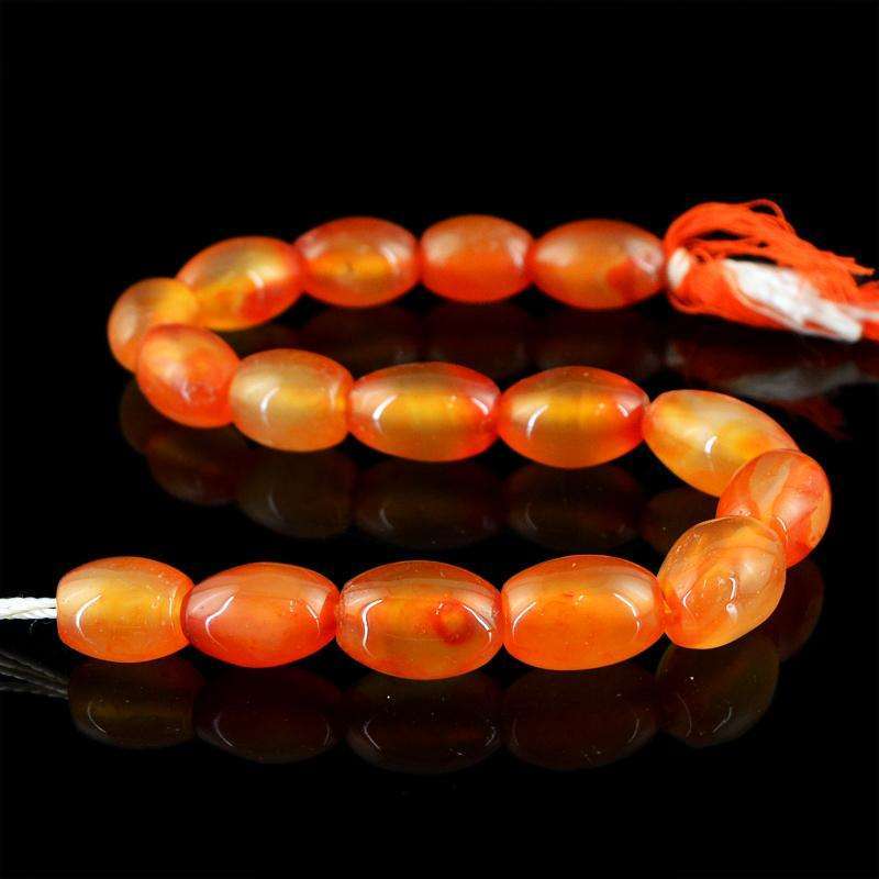 gemsmore:Natural Orange Onyx Beads Strand - Drilled Untreated