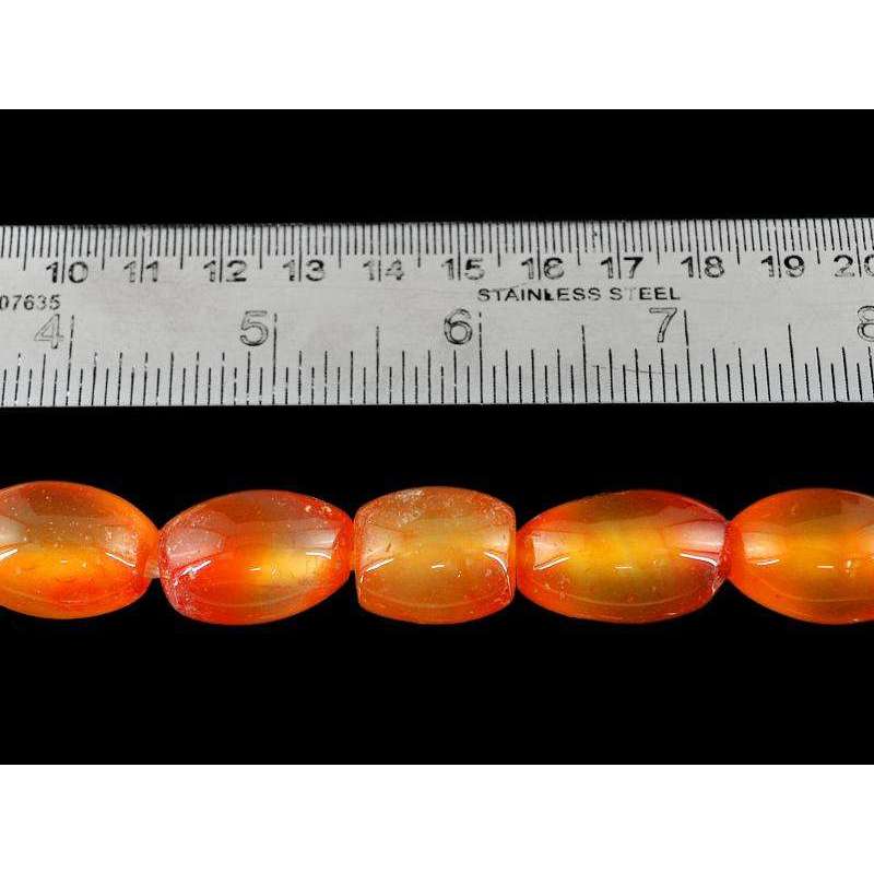 gemsmore:Natural Orange Onyx Beads Strand - Drilled Untreated