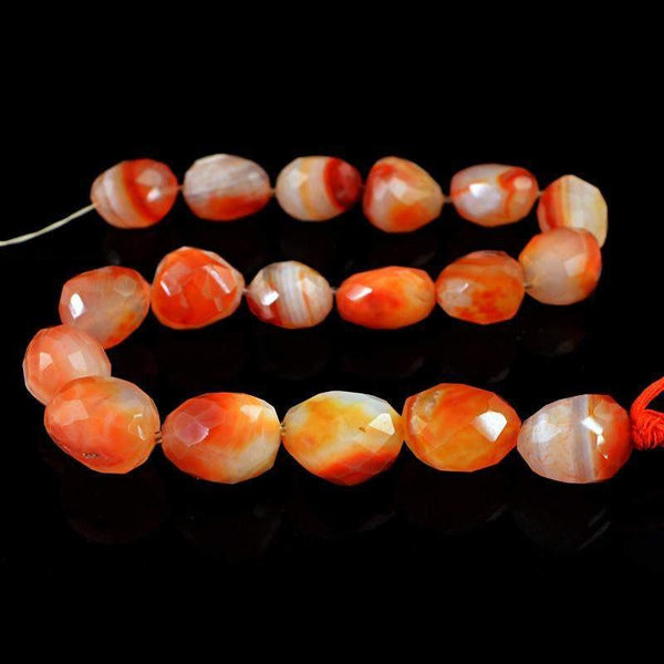 gemsmore:Natural Orange Onyx Beads Strand
