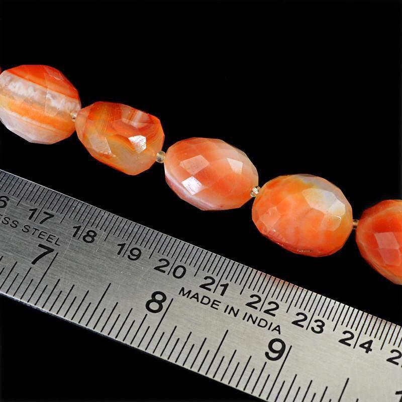 gemsmore:Natural Orange Onyx Beads Strand