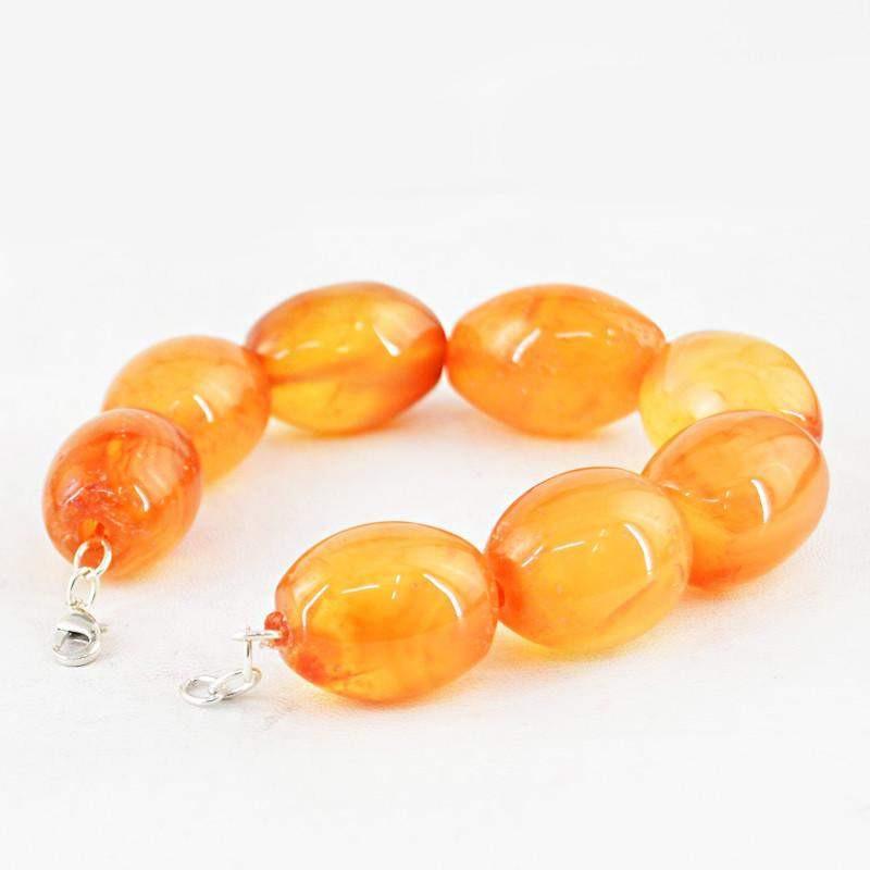 gemsmore:Natural Orange Onyx Bracelet Oval Shape Huge Beads