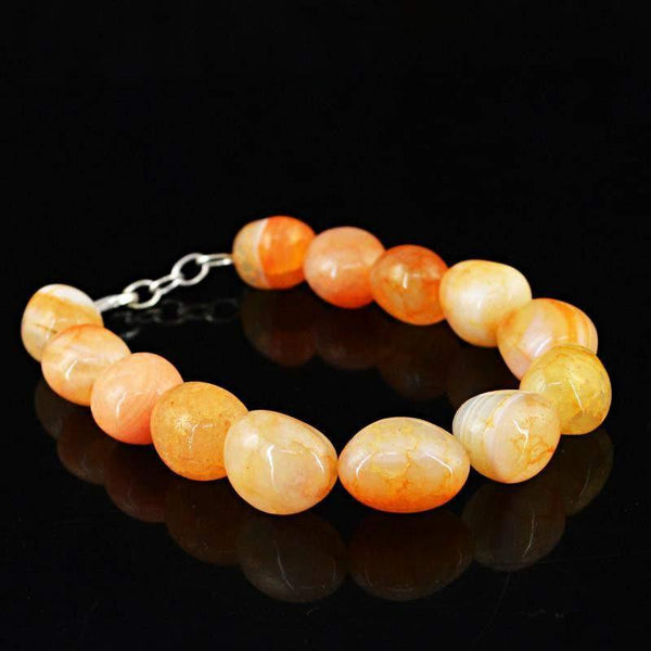 gemsmore:Natural Orange Onyx Bracelet Untreated Beads