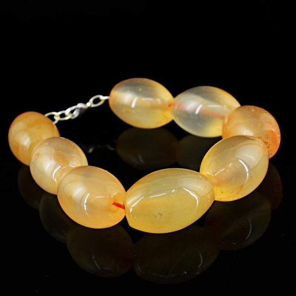 gemsmore:Natural Orange Onyx Bracelet Untreated Oval Beads