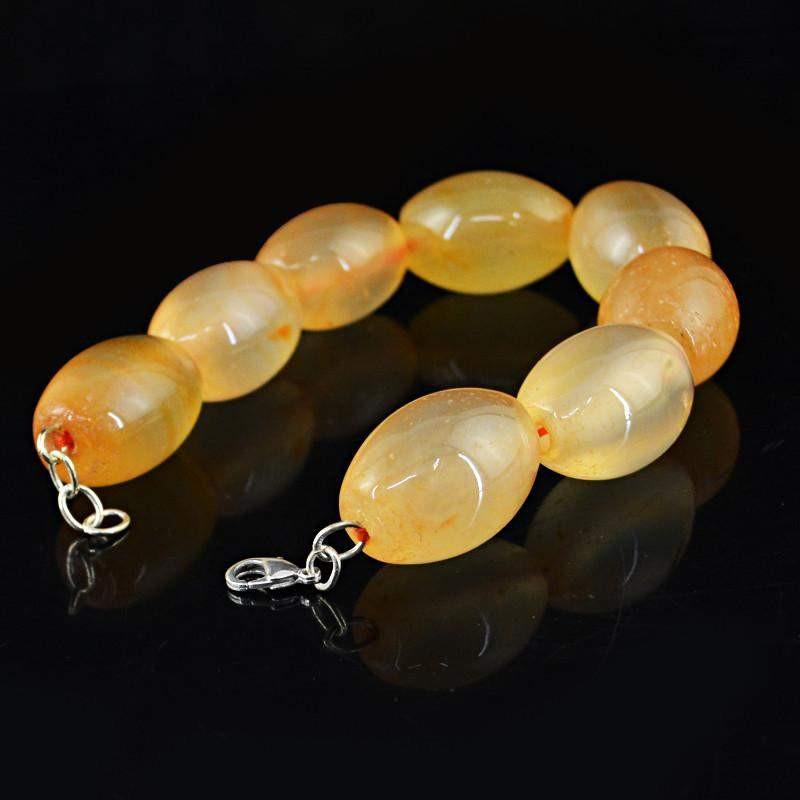 gemsmore:Natural Orange Onyx Bracelet Untreated Oval Beads