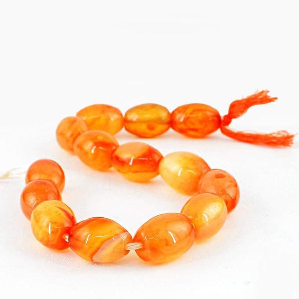 gemsmore:Natural Orange Onyx Drilled Beads Strand