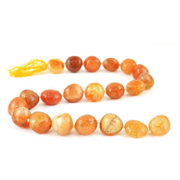 gemsmore:Natural Orange Onyx Drilled Beads Strand