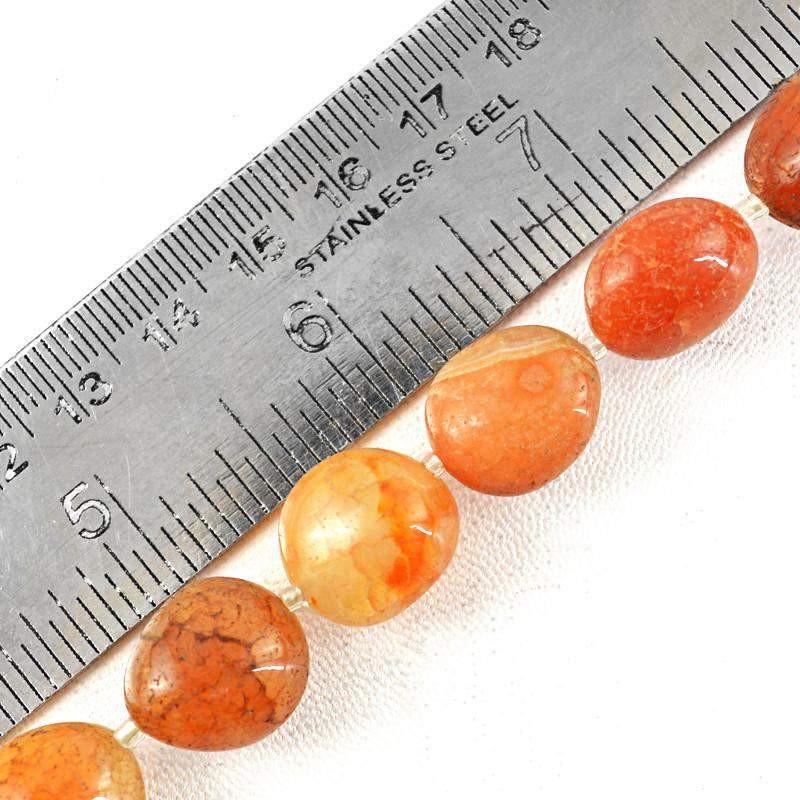 gemsmore:Natural Orange Onyx Drilled Beads Strand