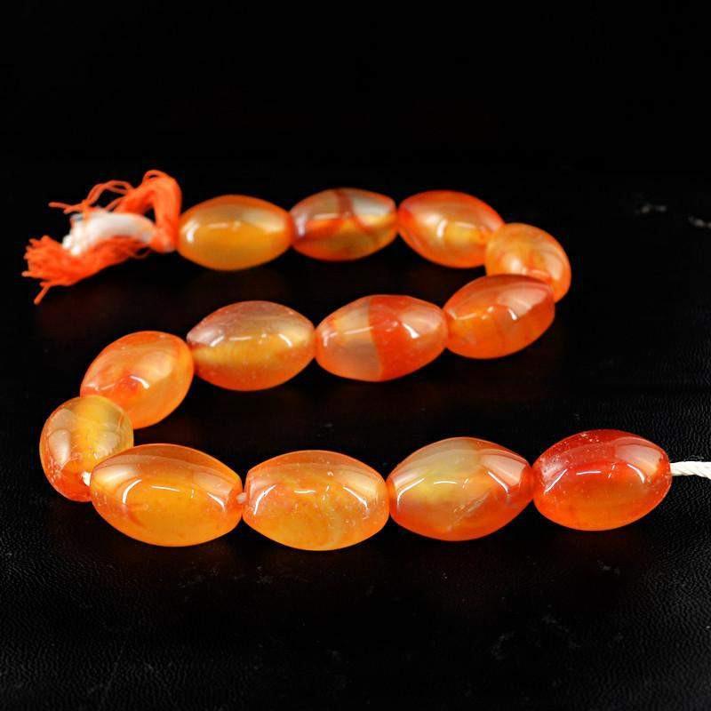 gemsmore:Natural Orange Onyx Drilled Beads Strand