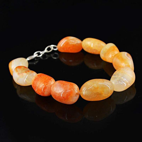 gemsmore:Natural Orange Onyx Genuine Beads Bracelet