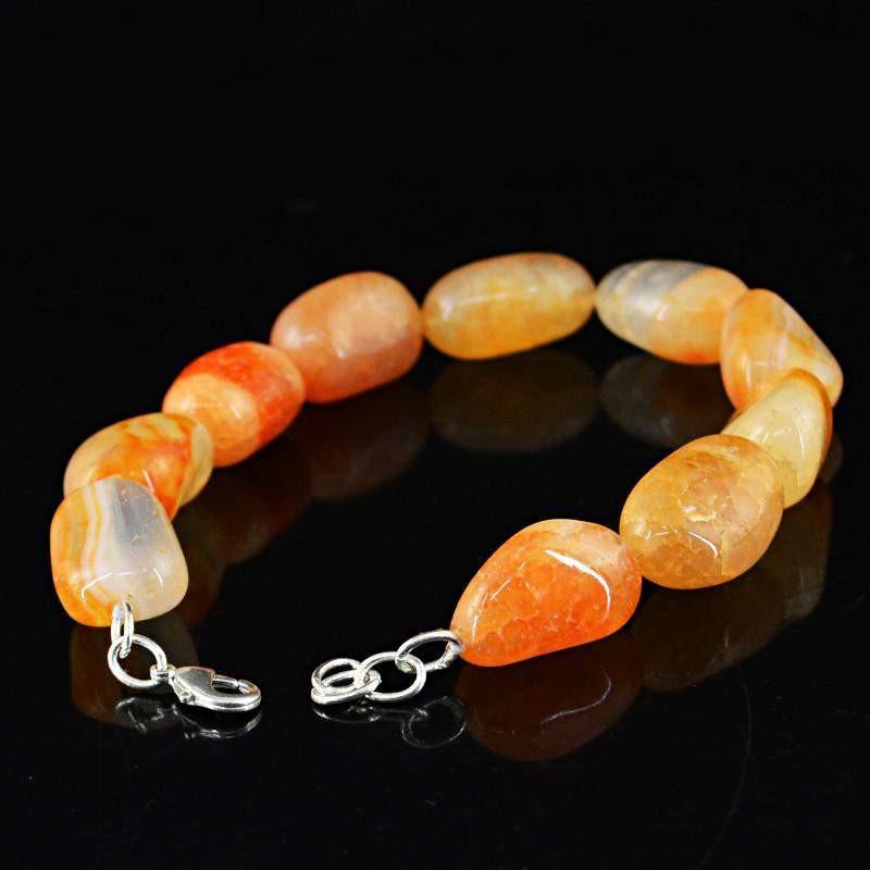 gemsmore:Natural Orange Onyx Genuine Beads Bracelet