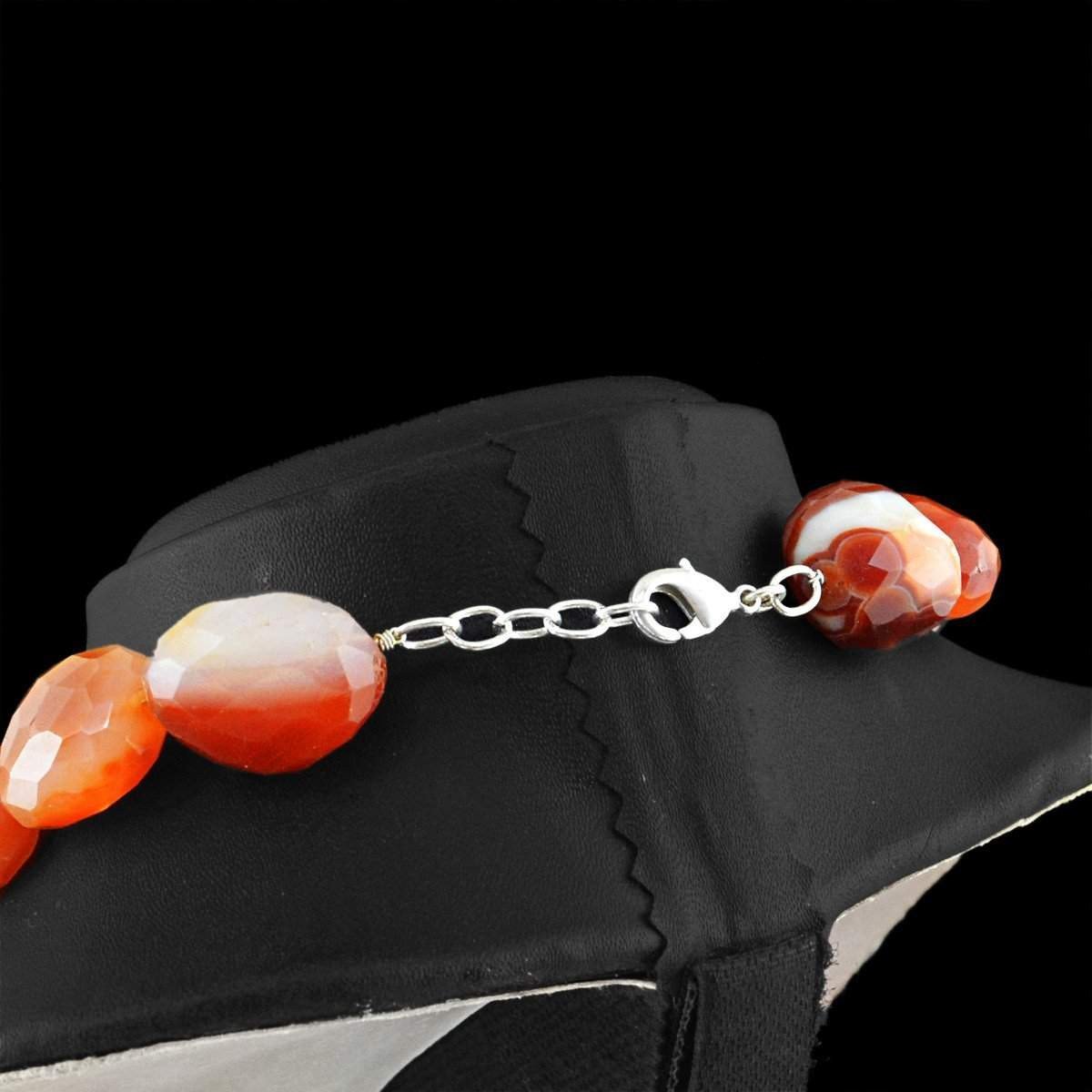 gemsmore:Natural Orange Onyx Necklace Musem Size Beads
