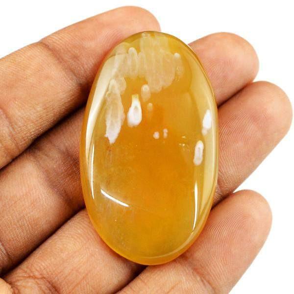 gemsmore:Natural Orange Onyx Oval Shape Worry Stone Gemstone