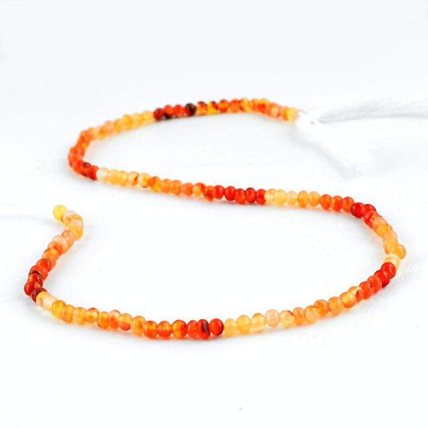 gemsmore:Natural Orange Onyx Round Shape Beads Strand