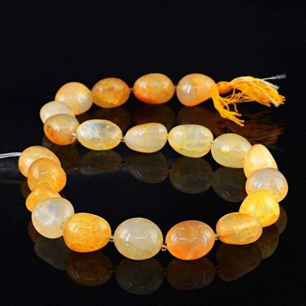 gemsmore:Natural Orange Onyx Unheated Beads Strand