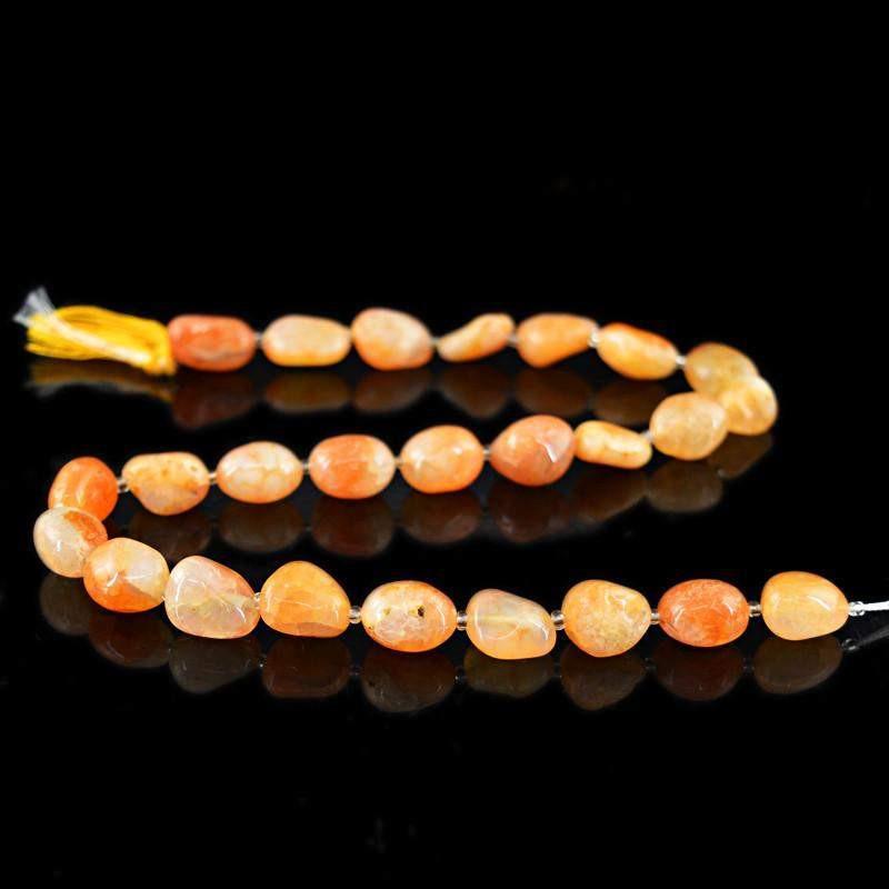 gemsmore:Natural Orange Onyx Untreated Beads Strand