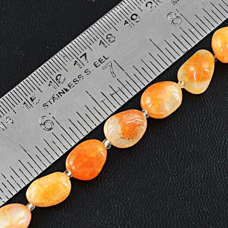 gemsmore:Natural Orange Onyx Untreated Beads Strand