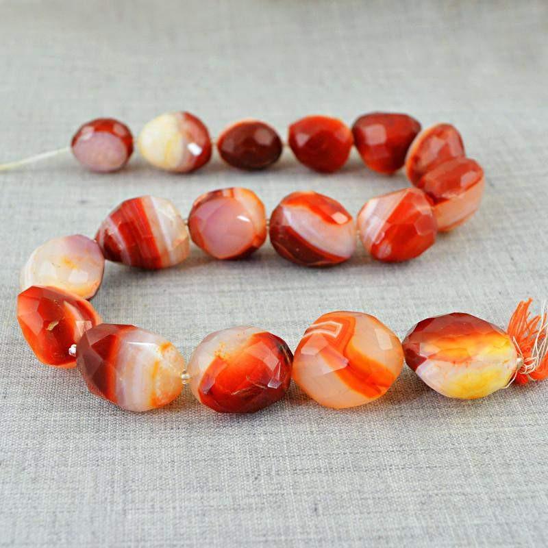 gemsmore:Natural Orange Onyx Untreated Beads Strand