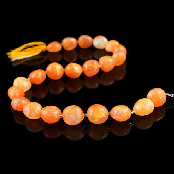 gemsmore:Natural Orange Onyx Untreated Drilled Beads Strand