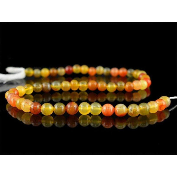 gemsmore:Natural Orange & Yellow Onyx Round Drilled Beads Strand