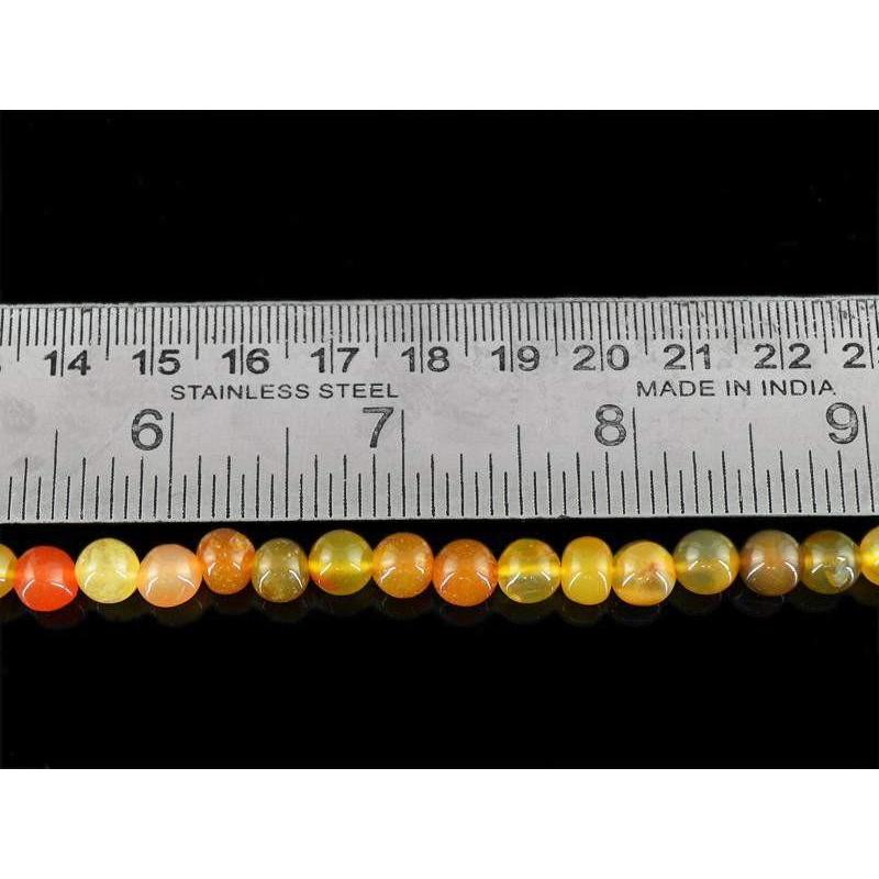 gemsmore:Natural Orange & Yellow Onyx Round Drilled Beads Strand