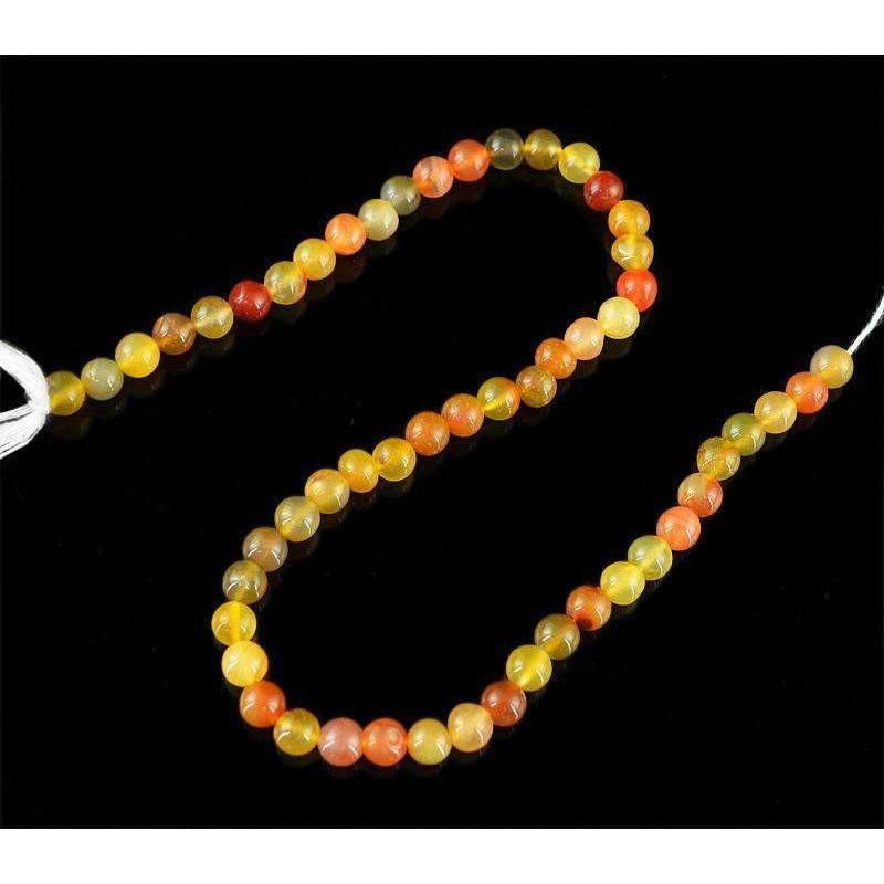 gemsmore:Natural Orange & Yellow Onyx Round Drilled Beads Strand