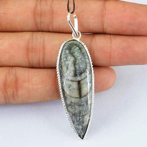 gemsmore:Natural Orthoceras Fossil Pendant