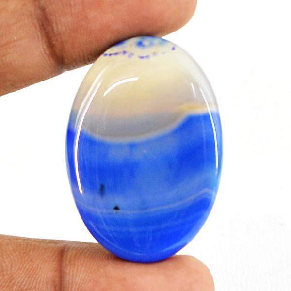 gemsmore:Natural Oval Shape Blue Onyx Untreated Palm Gemstone