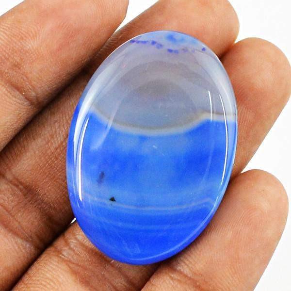 gemsmore:Natural Oval Shape Blue Onyx Untreated Palm Gemstone