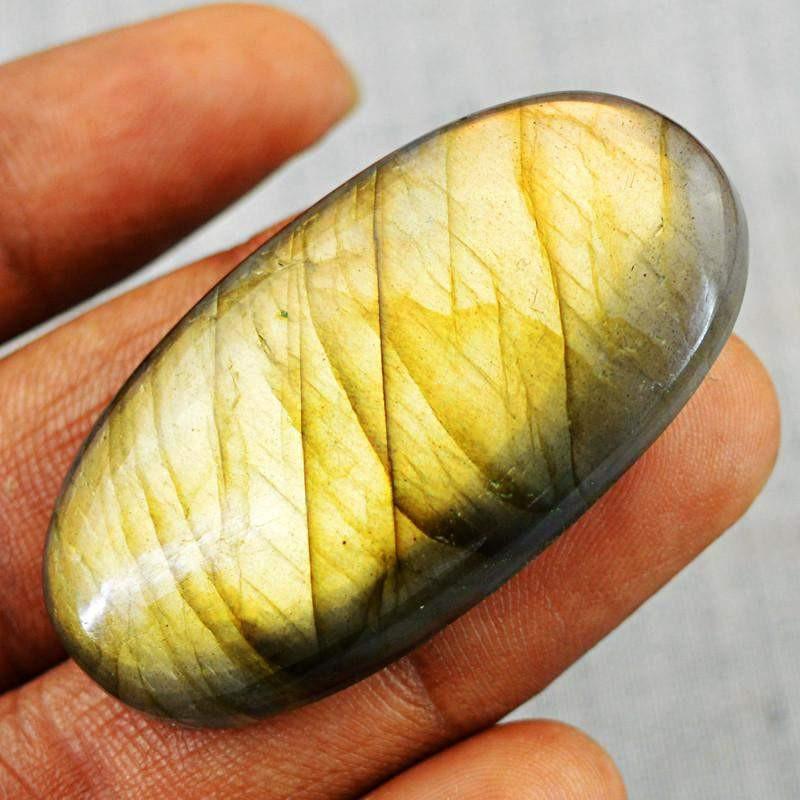 gemsmore:Natural Oval Shape Golden Flash Labradorite Gemstone