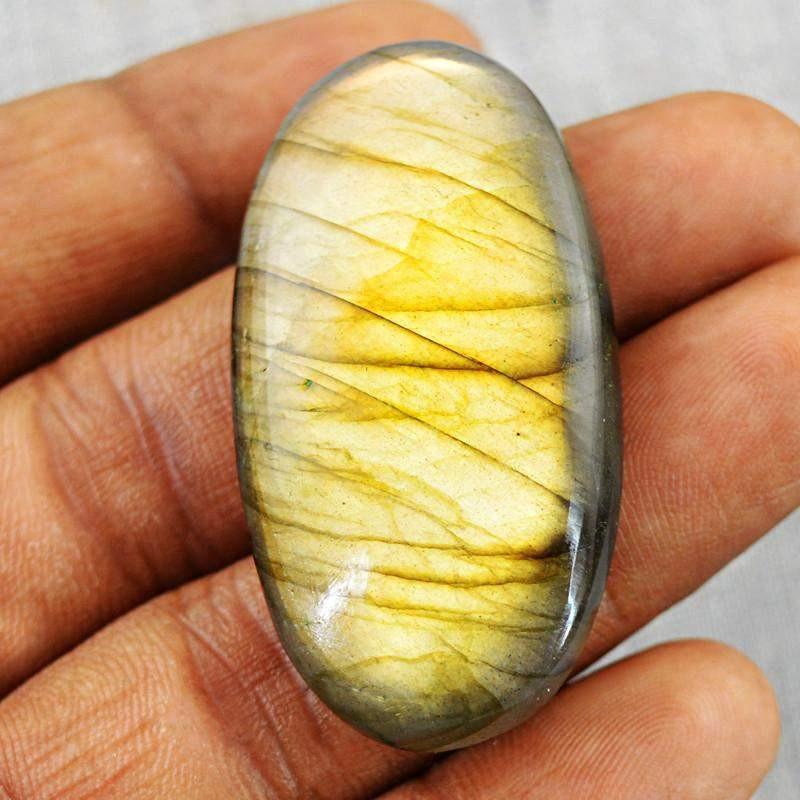 gemsmore:Natural Oval Shape Golden Flash Labradorite Gemstone