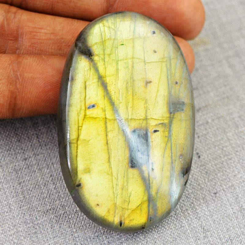 gemsmore:Natural Oval Shape Golden Flash Labradorite Gemstone