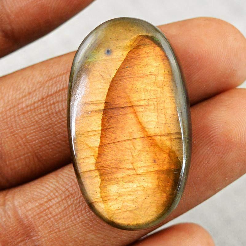 gemsmore:Natural Oval Shape Golden Flash Labradorite Gemstone