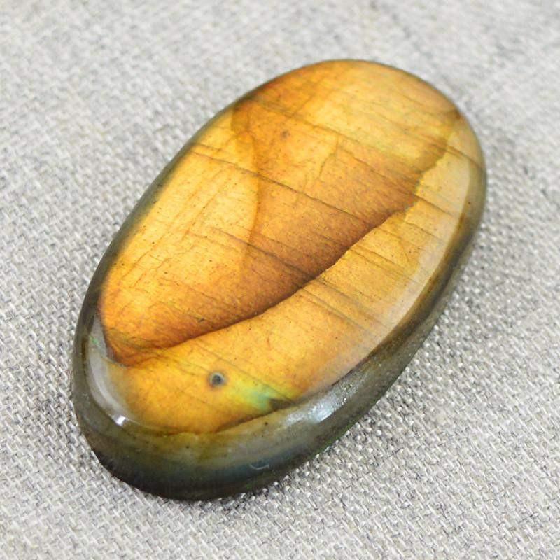 gemsmore:Natural Oval Shape Golden Flash Labradorite Gemstone