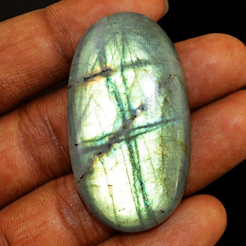 gemsmore:Natural Oval Shape Golden Flash Labradorite Gemstone