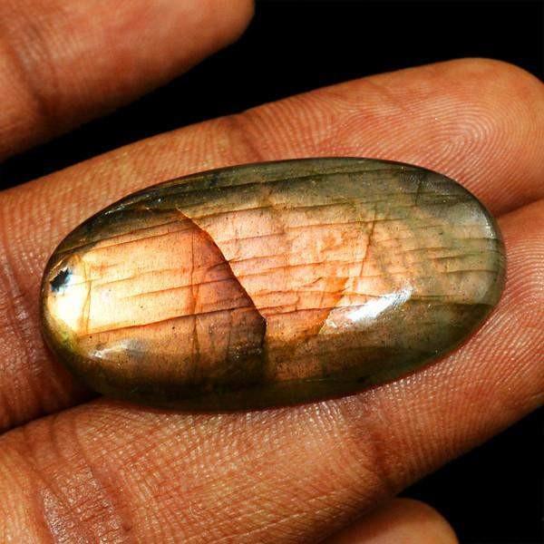 gemsmore:Natural Oval Shape Golden Flash Labradorite Gemstone