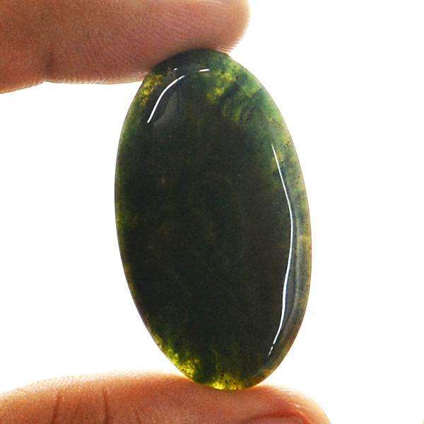 gemsmore:Natural Oval Shape Green Moss Agate Untreated Loose Gemstone