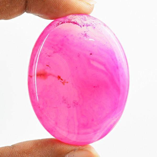 gemsmore:Natural Oval Shape Healing Palm Pink Onyx Untreated Cabochon