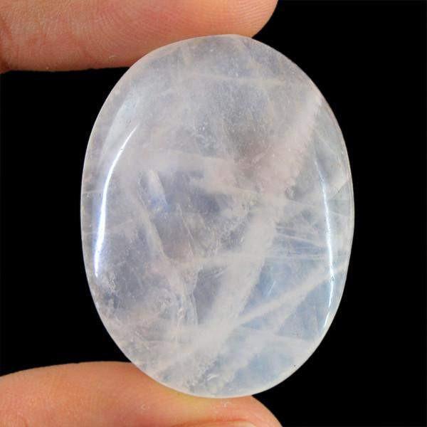 gemsmore:Natural Oval Shape Healing Palm Pink Rose Quartz Gemstone