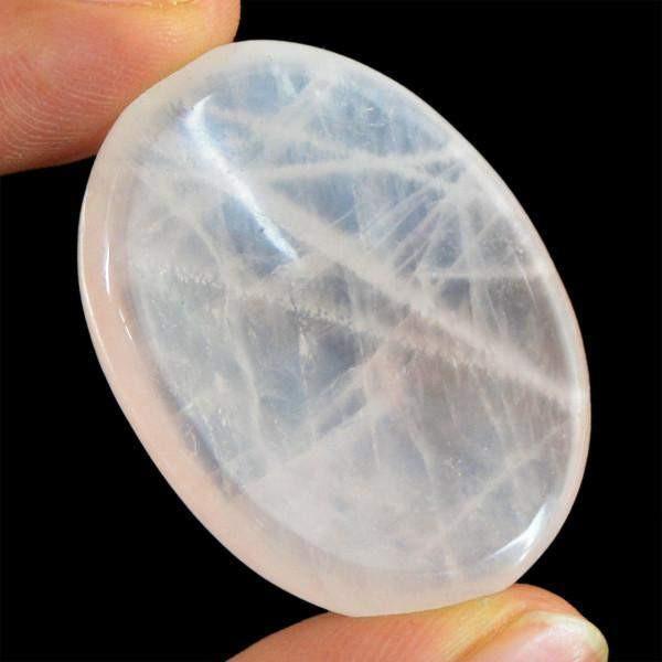 gemsmore:Natural Oval Shape Healing Palm Pink Rose Quartz Gemstone