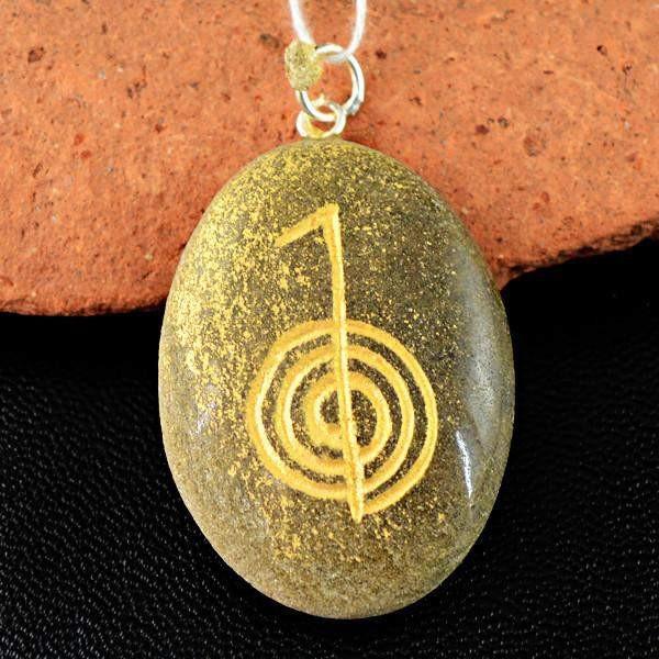 gemsmore:Natural Oval Shape Jasper Chakra Gemstone Pendant