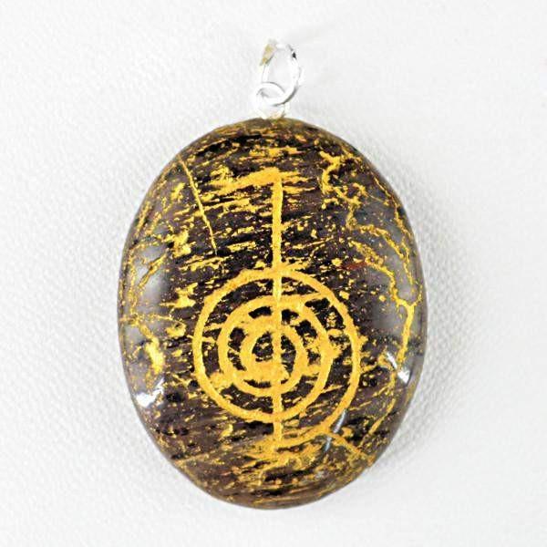 gemsmore:Natural Oval Shape Jasper Chakra Healing Gemstone Pendant