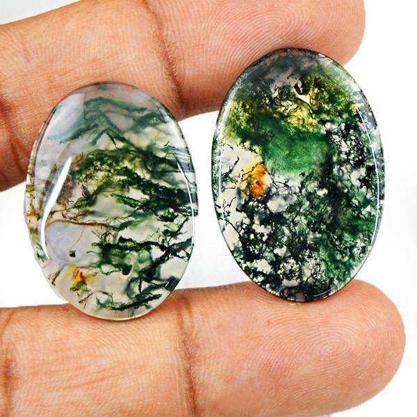 gemsmore:Natural Oval Shape Moss Agate Loose Gemstone Lot